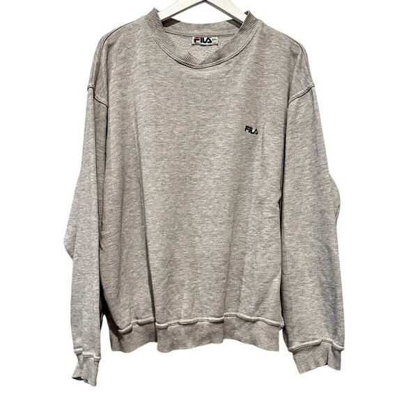 Fila Size XXL Gray Long Sleeve Cotton Blend Logo Sweatshirt Vintage y2k 90s - Picture 1 of 10